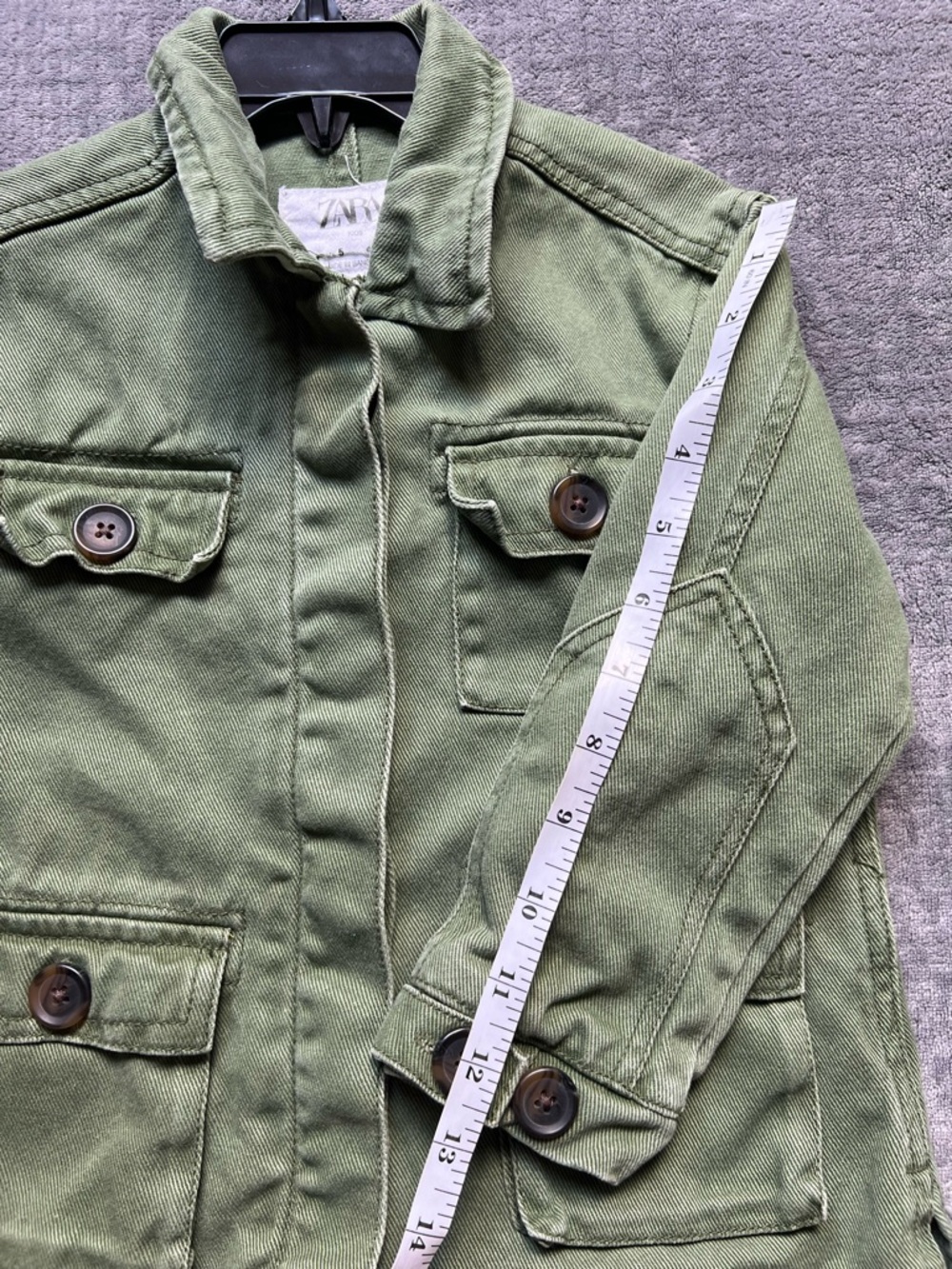 Zara Toddler Girl Utility Jacket Size 5 Olive Green Button Closure Casual Travel - Picture 9 of 15